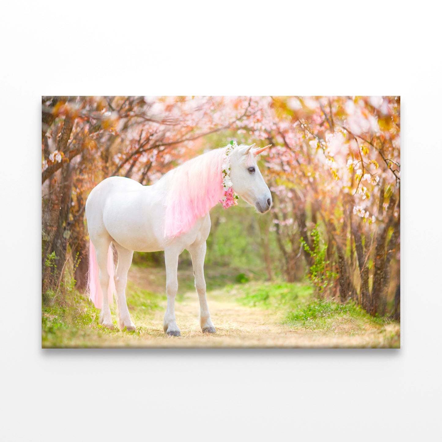 Unicorn Snow-White with Pink Mane Wall Art Decor 100% Australian Made