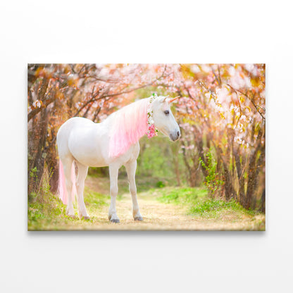 Unicorn Snow-White with Pink Mane Wall Art Decor 100% Australian Made