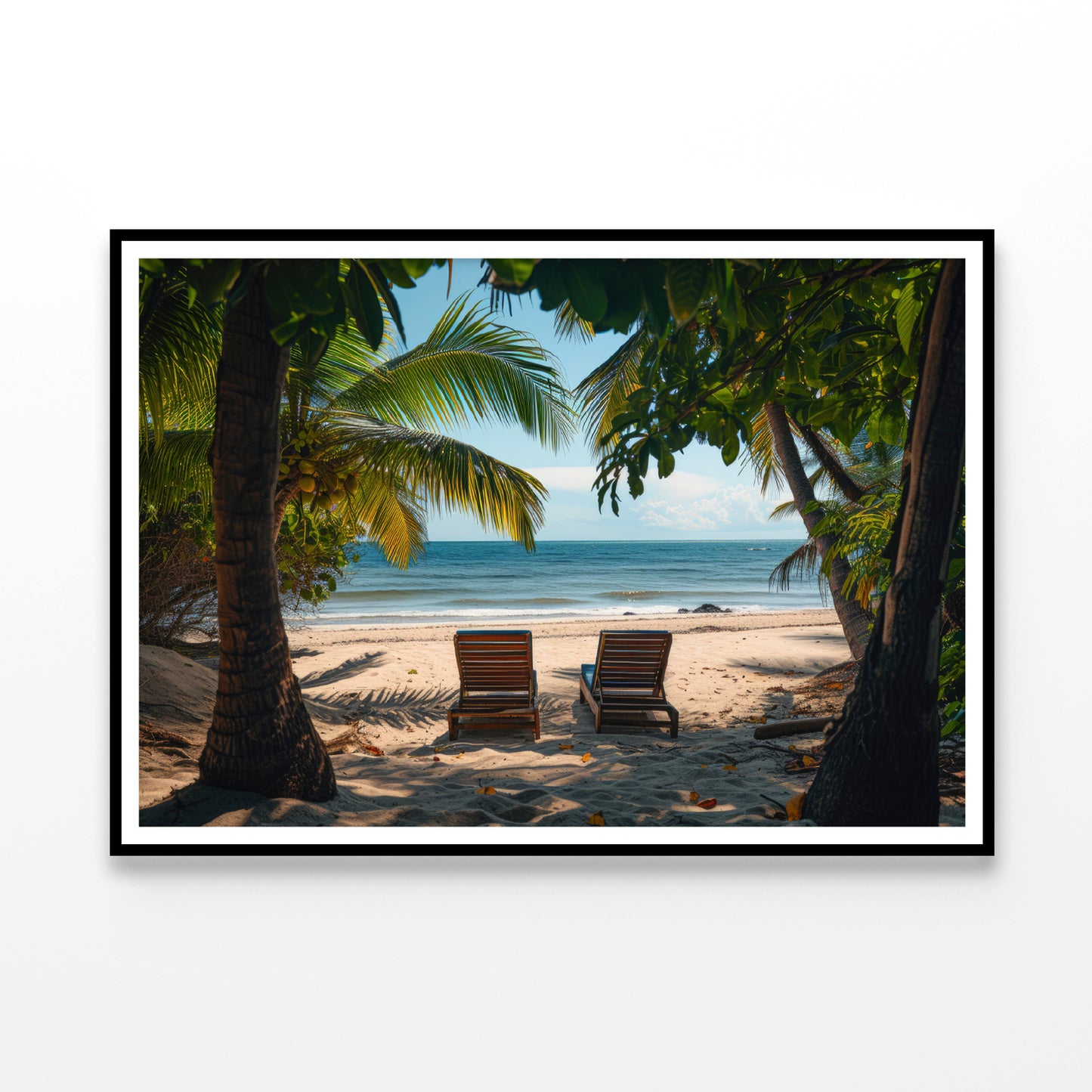 Coconut Trees and Beach Chairs Home Decor Premium Quality Poster Print Choose Your Sizes