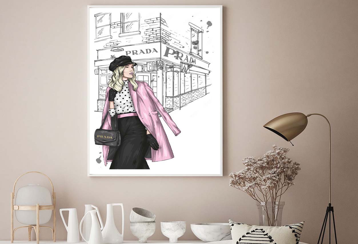 Pink Boss lady With Black Elegant Bag Design Home Decor Premium Quality Poster Print Choose Your Sizes