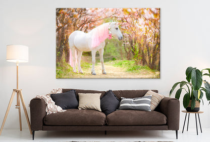 Unicorn Snow-White with Pink Mane Wall Art Decor 100% Australian Made
