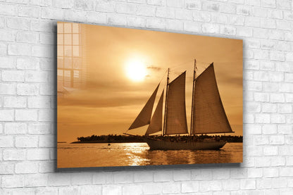 Sunset & Sailing Boat UV Direct Aluminum Print Australian Made Quality