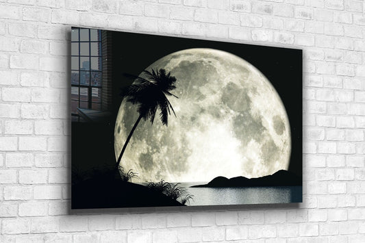 Moon Palm Tree Digital UV Direct Aluminum Print Australian Made Quality