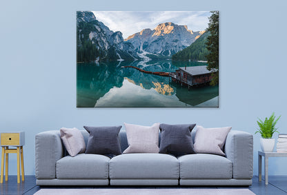 Sunrise at Braies Lake, Italy  Wall Art Decor 100% Australian Made