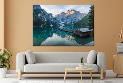 Sunrise at Braies Lake, Italy  Wall Art Decor 100% Australian Made