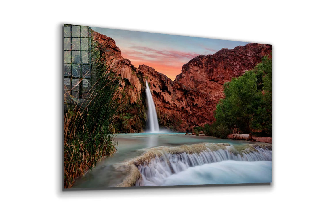 Waterfall Rocks Scenery UV Direct Aluminum Print Australian Made Quality