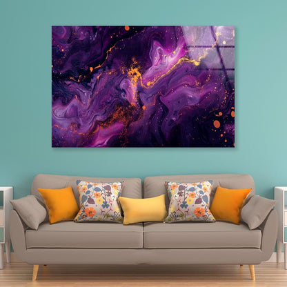 Purple Gold & Black Abstract  Acrylic Glass Print Tempered Glass Wall Art 100% Made in Australia Ready to Hang