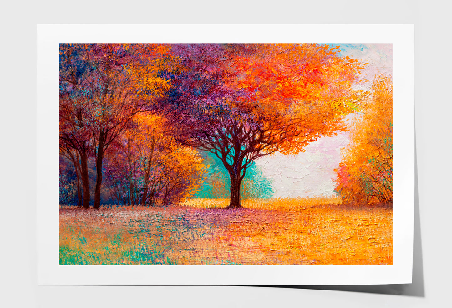 Colorful Trees In Autumn Oil Painting Wall Art Limited Edition High Quality Print Unframed Roll Canvas None