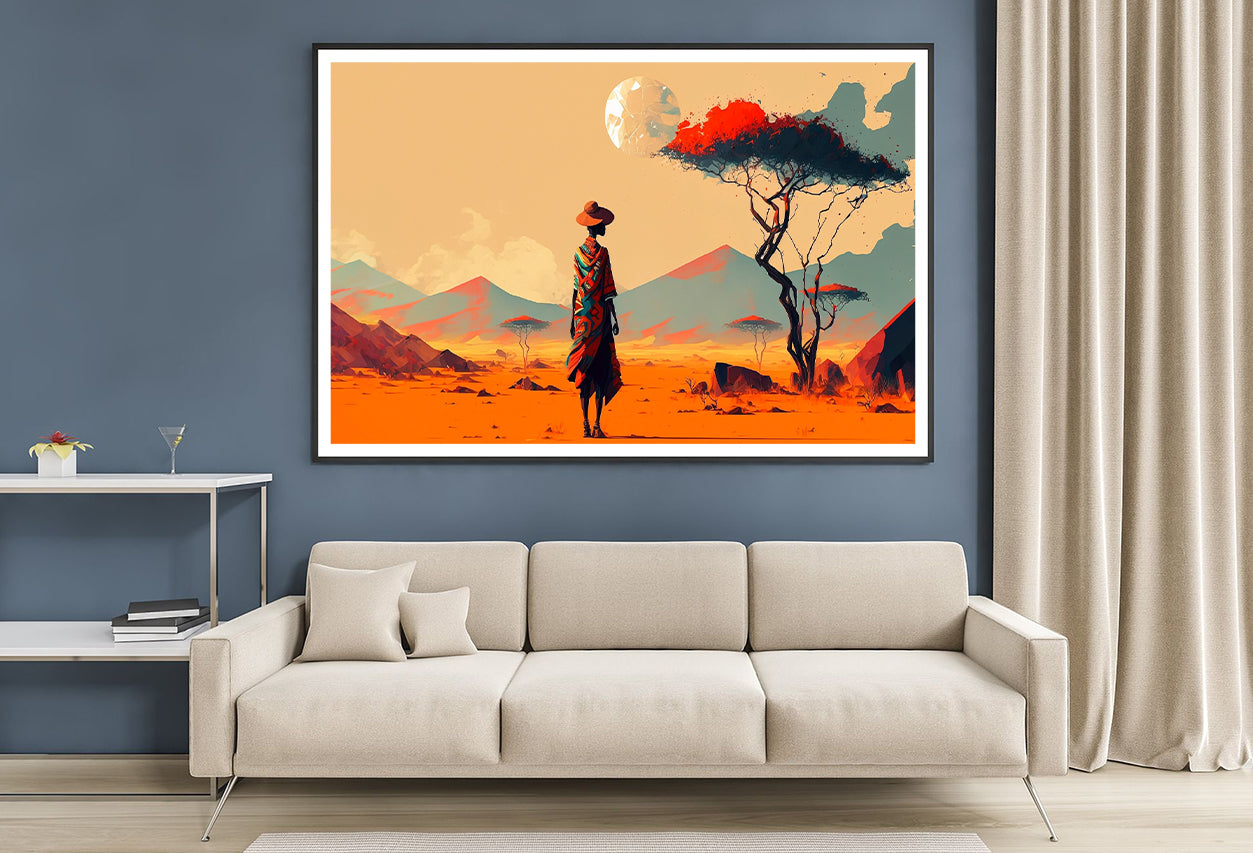 Man Walking in African Desert Home Decor Premium Quality Poster Print Choose Your Sizes