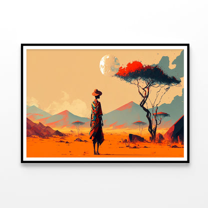 Man Walking in African Desert Home Decor Premium Quality Poster Print Choose Your Sizes