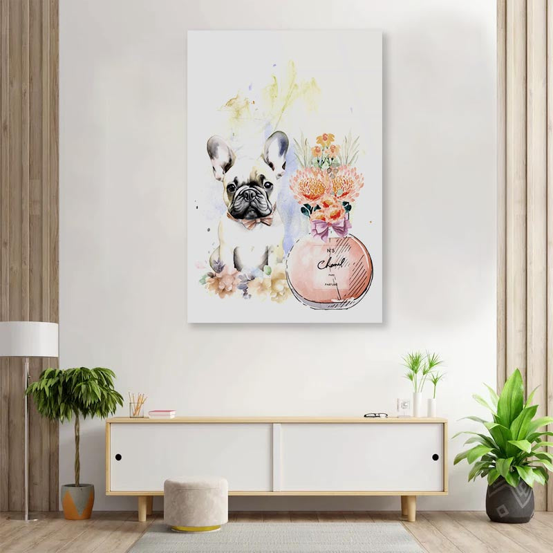 Perfume and Bulldog 3D Design Acrylic Glass Print Tempered Glass Wall Art 100% Made in Australia Ready to Hang