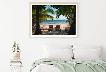 Coconut Trees and Beach Chairs Home Decor Premium Quality Poster Print Choose Your Sizes