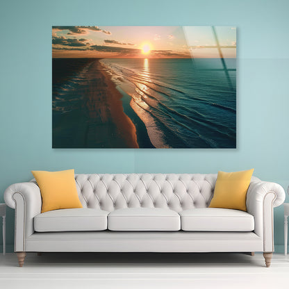 Beach at Sunset, Sky Acrylic Glass Print Tempered Glass Wall Art 100% Made in Australia Ready to Hang