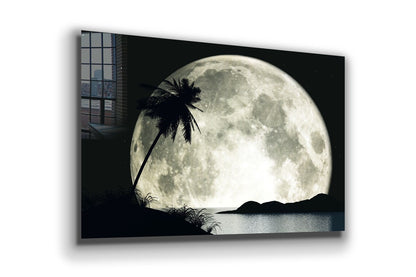 Moon Palm Tree Digital UV Direct Aluminum Print Australian Made Quality