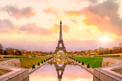 View Of the Eiffel Tower from The Reflecting Pool Acrylic Glass Print Tempered Glass Wall Art 100% Made in Australia Ready to Hang