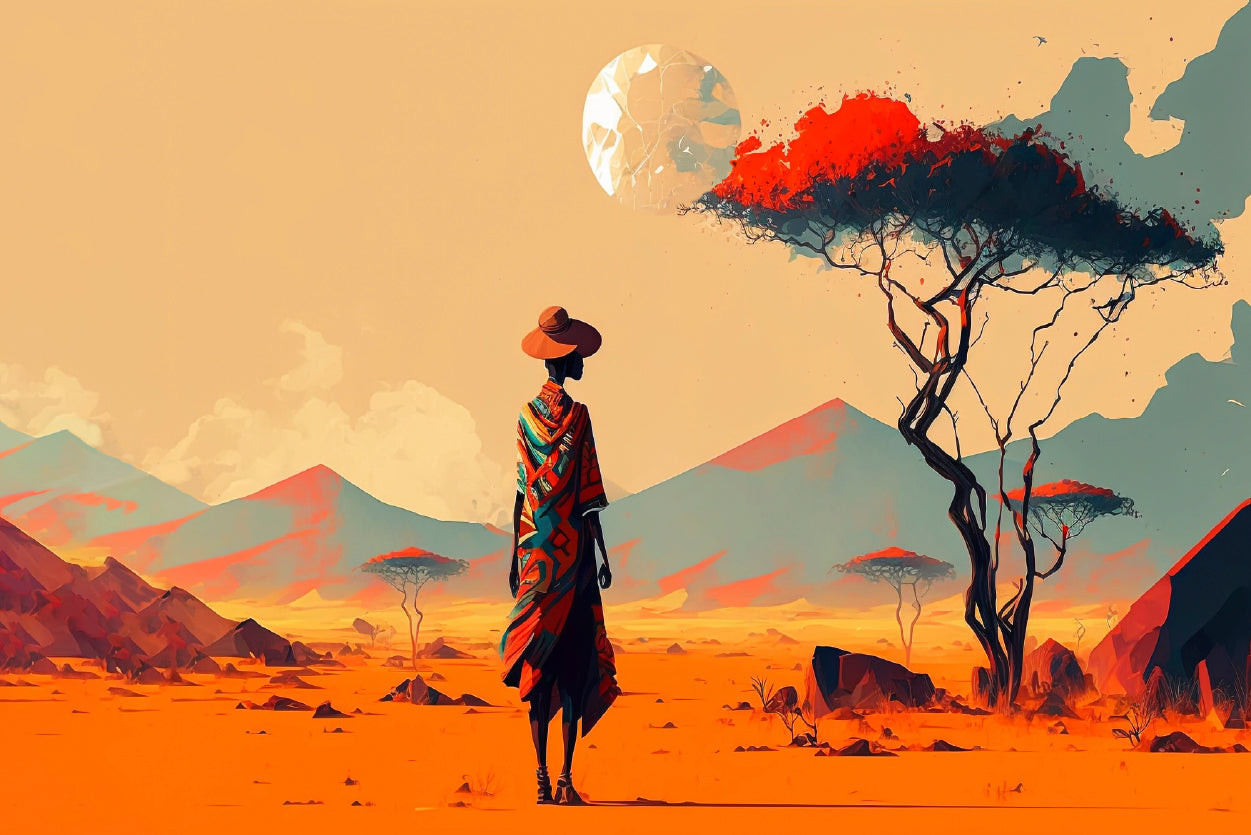 Man Walking in African Desert Home Decor Premium Quality Poster Print Choose Your Sizes