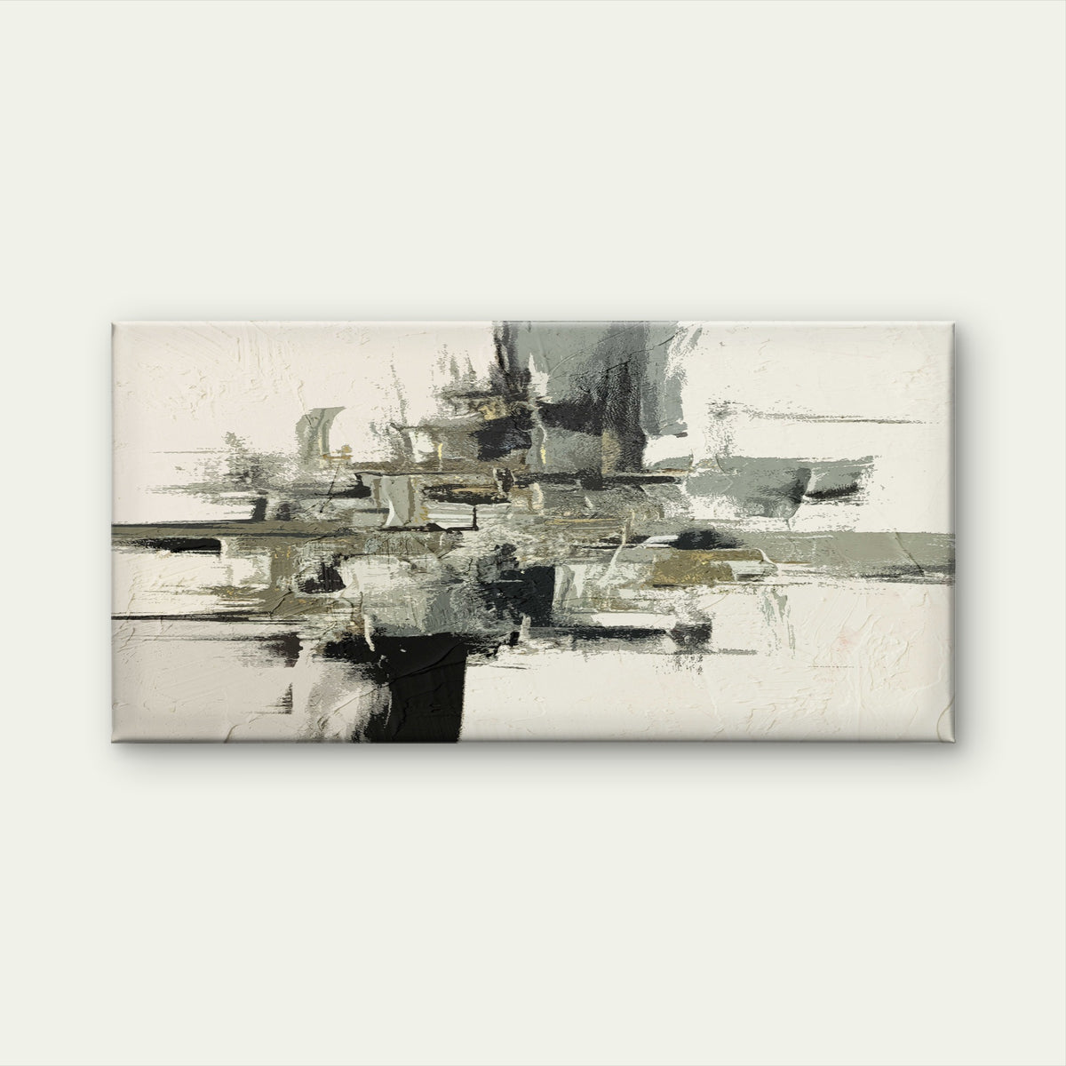 Grey Abstract Oil Painting Wall Art Canvas Office Home Room Framed 120x60cm