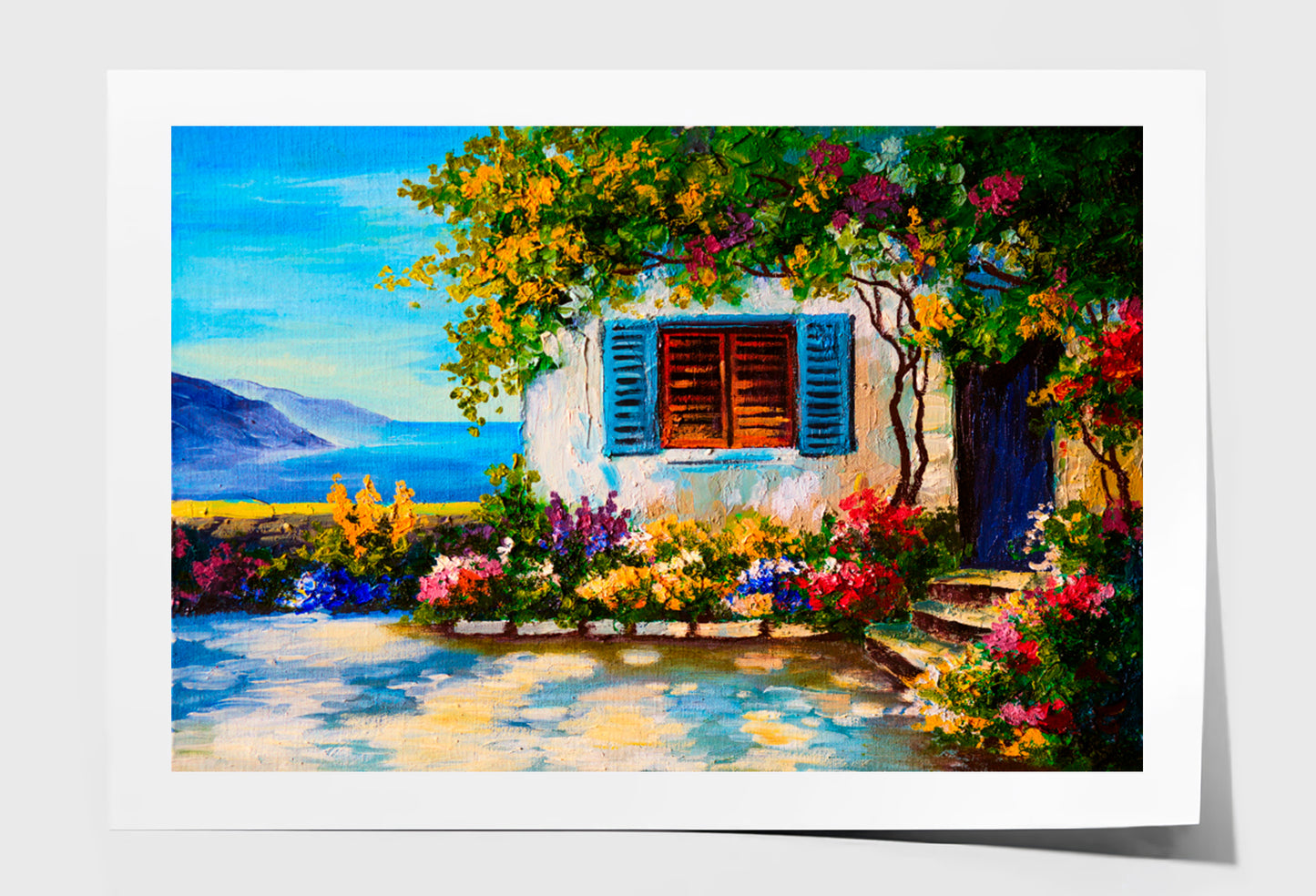 Beautiful Houses Near The Sea Art Work Oil Painting Limited Edition High Quality Print Unframed Roll Canvas None