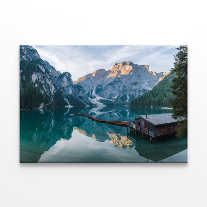 Sunrise at Braies Lake, Italy  Wall Art Decor 100% Australian Made