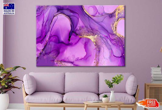 Purple And Gold Stone Marble Texture Print 100% Australian Made