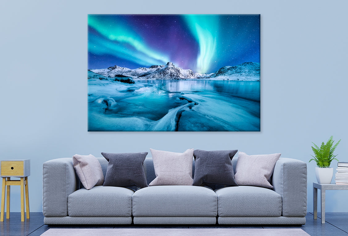 Aurora Borealis Lofoten Islands Wall Art Decor 100% Australian Made