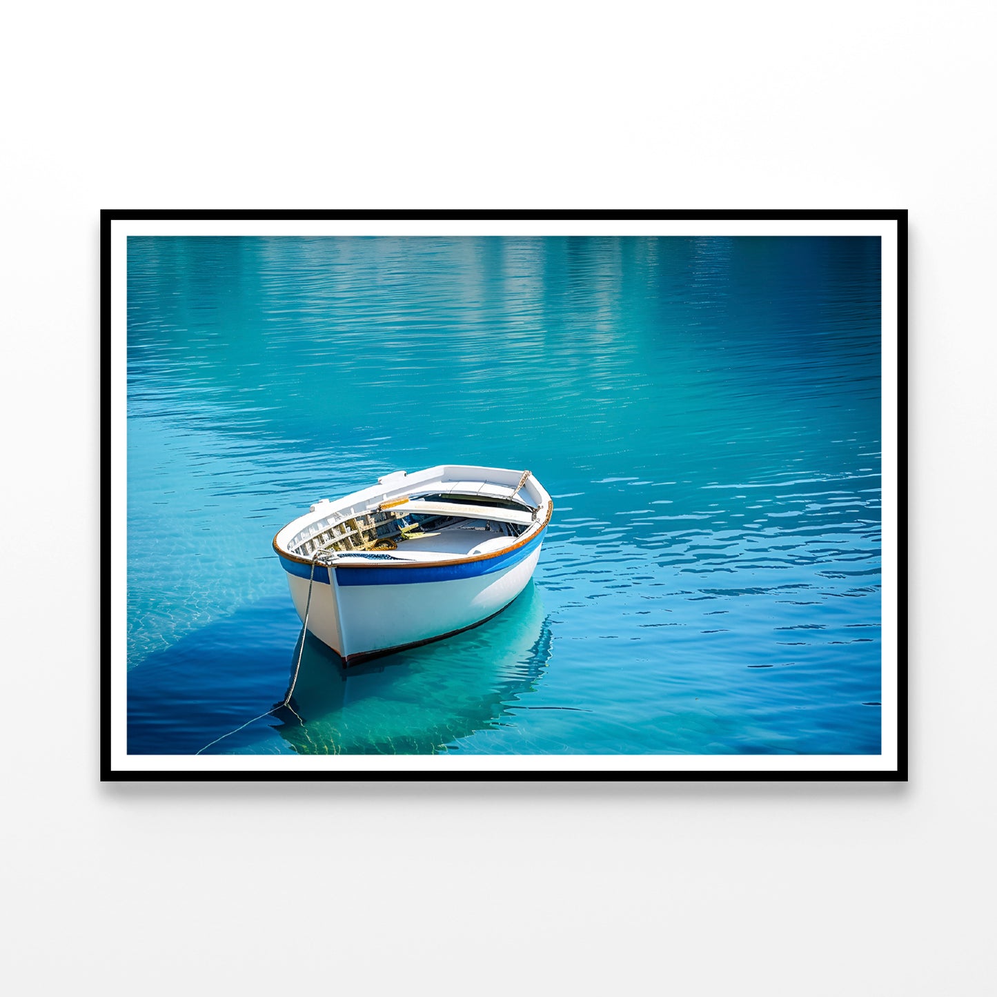 Small White Fishing Boat Floating Alone Home Decor Premium Quality Poster Print Choose Your Sizes