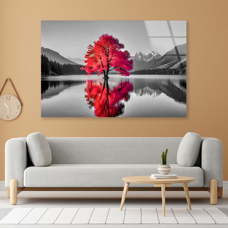 Tree In the Middle of a Lake Acrylic Glass Print Tempered Glass Wall Art 100% Made in Australia Ready to Hang