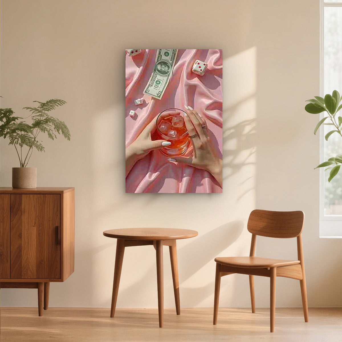 Elegantly Manicured Hands Holding a Cold Drink 40x60cm Metal Print Ready to Hang