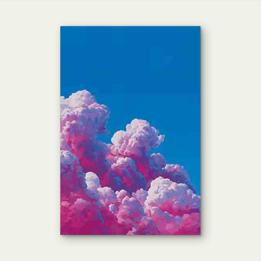 Dreamy Pink Clouds and Blue Sky 60x90cm Metal Print Ready to Hang - Bella Home Decor