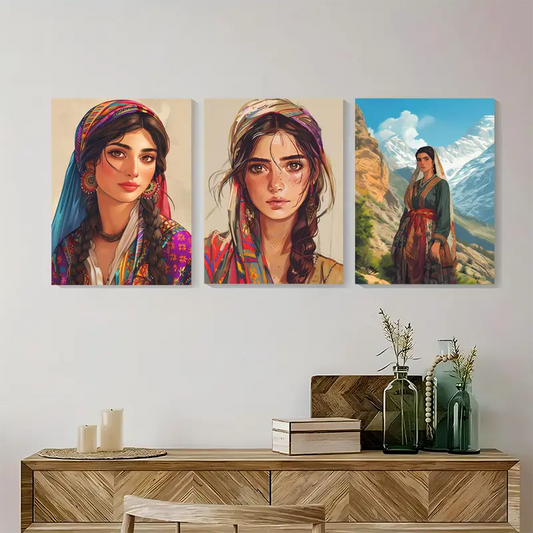 3pcs Kurdish Women, Kurdistan Posters Metal Print Ready to Hang Art