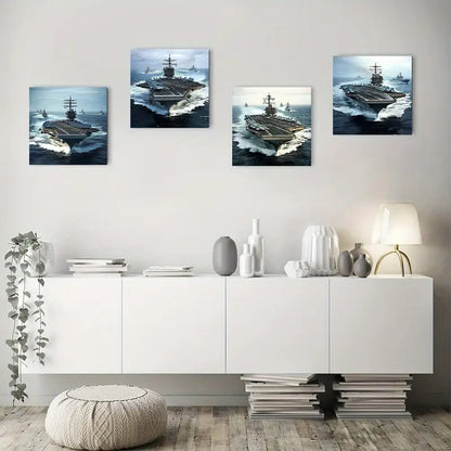 4pcs Enterprise Aircraft Carrie Wall Art Canvas Framed