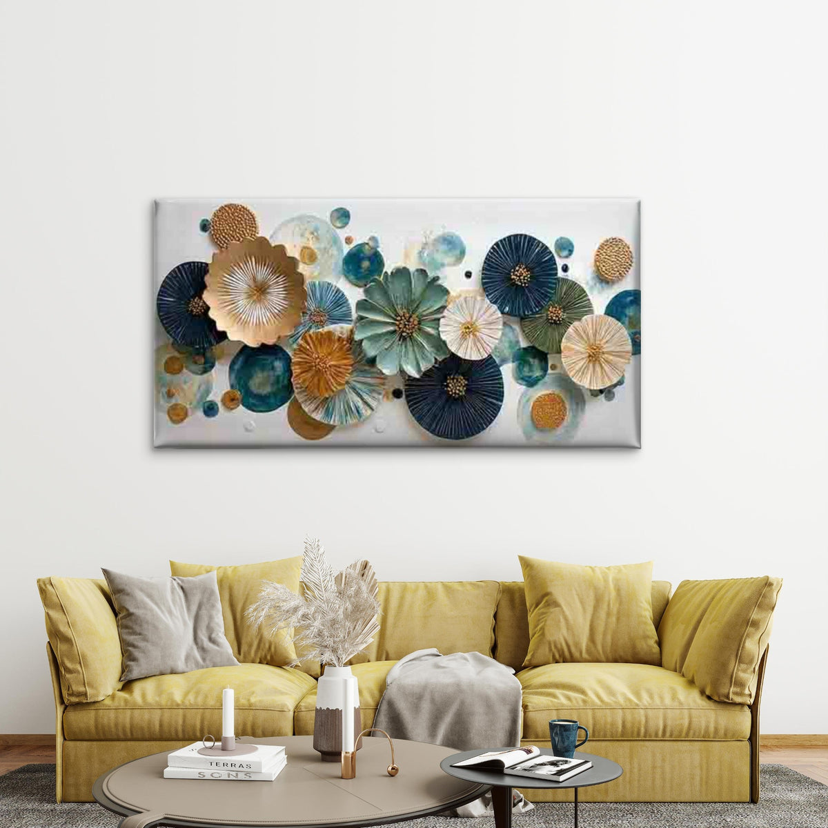 Modern Abstract Ceramic Wall Art Canvas Office Home Room Framed 120x60cm