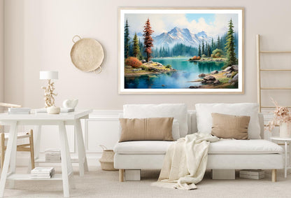 Mountain Lake Is Surrounded by Snow Home Decor Premium Quality Poster Print Choose Your Sizes