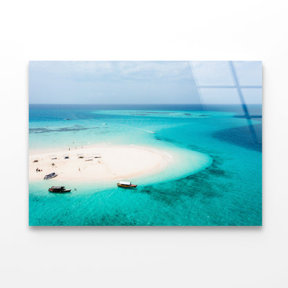 White Sand Island in Clear Ocean Acrylic Glass Print Tempered Glass Wall Art 100% Made in Australia Ready to Hang