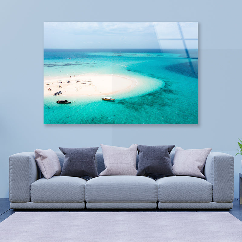 White Sand Island in Clear Ocean Acrylic Glass Print Tempered Glass Wall Art 100% Made in Australia Ready to Hang