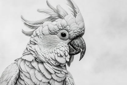 Sketch Of Cockatoo Bird in White Home Decor Premium Quality Poster Print Choose Your Sizes