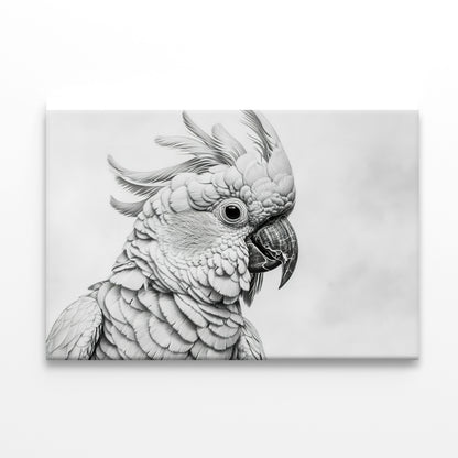 Sketch Of Cockatoo Bird in White Print 100% Australian Made