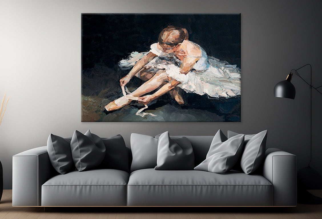 Ballerina in White Dress Painting Wall Art Decor 100% Australian Made