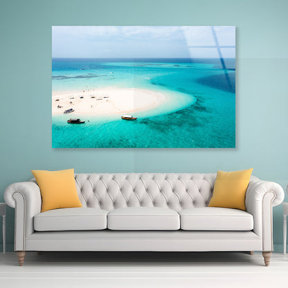 White Sand Island in Clear Ocean Acrylic Glass Print Tempered Glass Wall Art 100% Made in Australia Ready to Hang