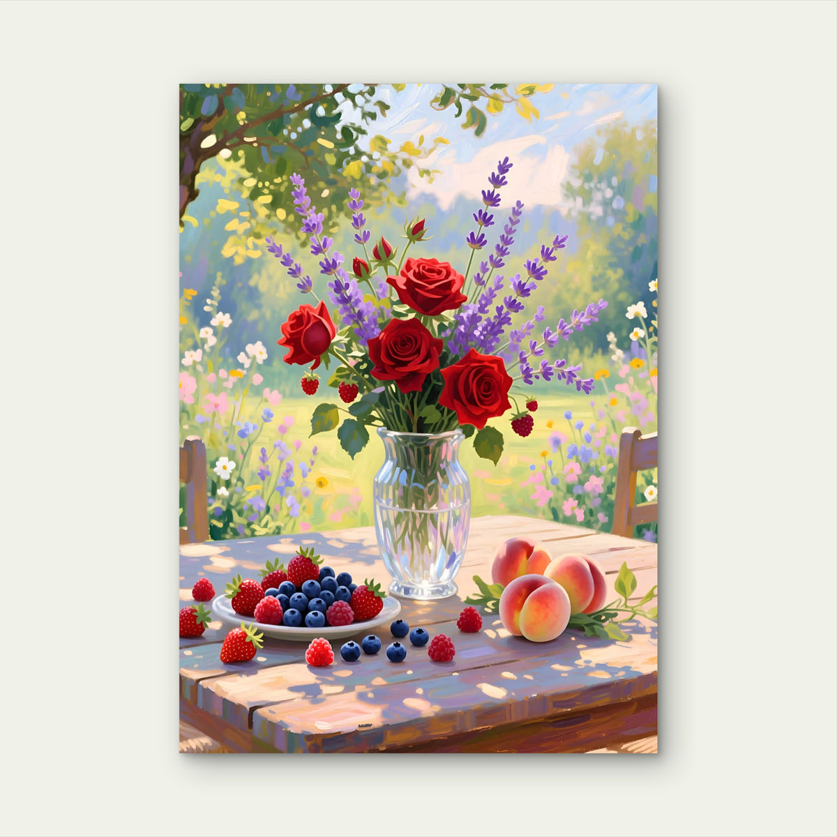 Summer Fruit Rose Garden Vase 40x60cm Metal Print Ready to Hang