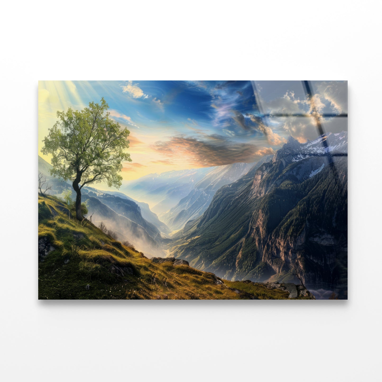 Mountain Range with a Tree Acrylic Glass Print Tempered Glass Wall Art 100% Made in Australia Ready to Hang