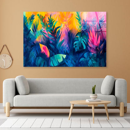 Colorful Leaves Abstract  Acrylic Glass Print Tempered Glass Wall Art 100% Made in Australia Ready to Hang