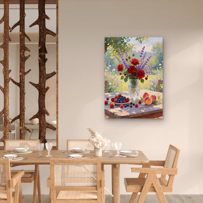 Summer Fruit Rose Garden Vase 40x60cm Metal Print Ready to Hang