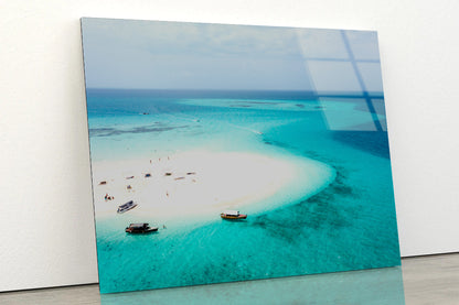 White Sand Island in Clear Ocean Acrylic Glass Print Tempered Glass Wall Art 100% Made in Australia Ready to Hang