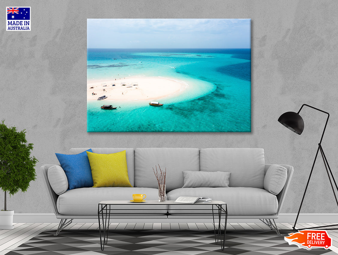 White Sand Island in Clear Ocean Print 100% Australian Made