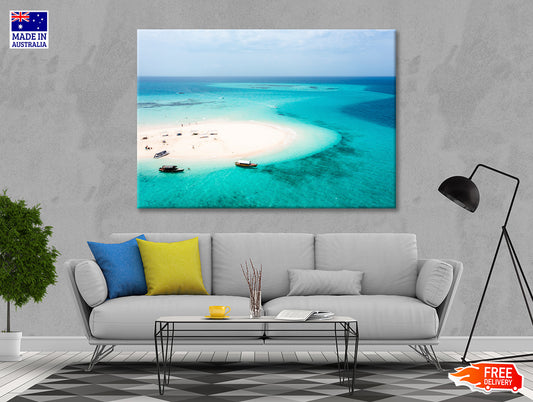 White Sand Island in Clear Ocean Print 100% Australian Made