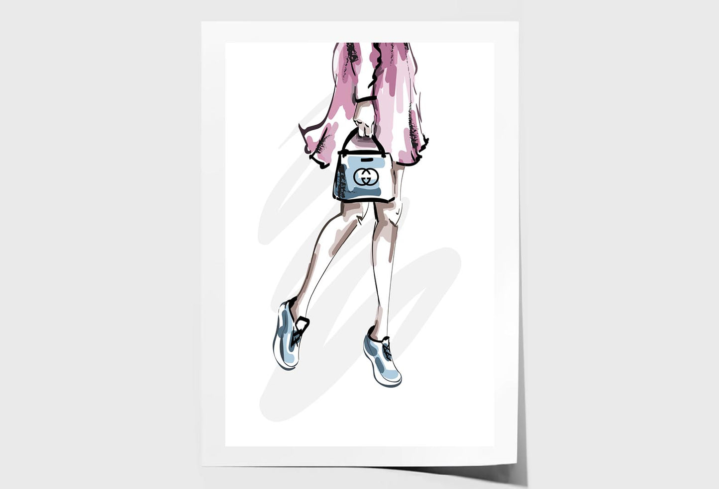 Fancy Sneakers with Blue Bag Wall Art Limited Edition High Quality Print Unframed Roll Canvas None