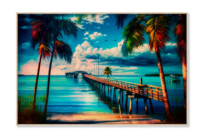 Beautiful Landscape with Bridge to Pier Wall Art Limited Edition High Quality Print