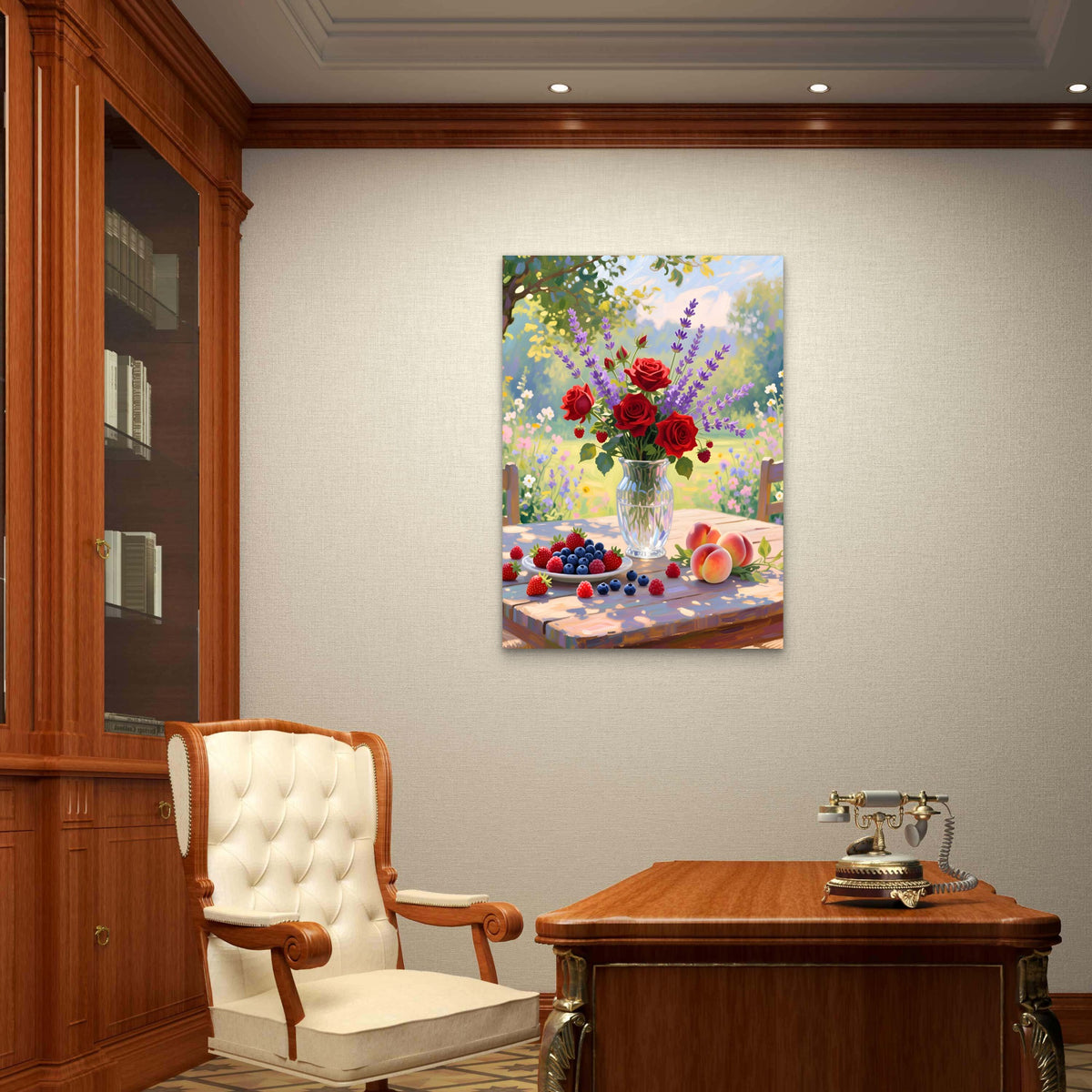 Summer Fruit Rose Garden Vase 40x60cm Metal Print Ready to Hang