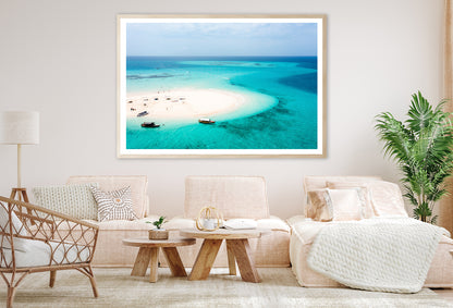 White Sand Island in Clear Ocean Home Decor Premium Quality Poster Print Choose Your Sizes